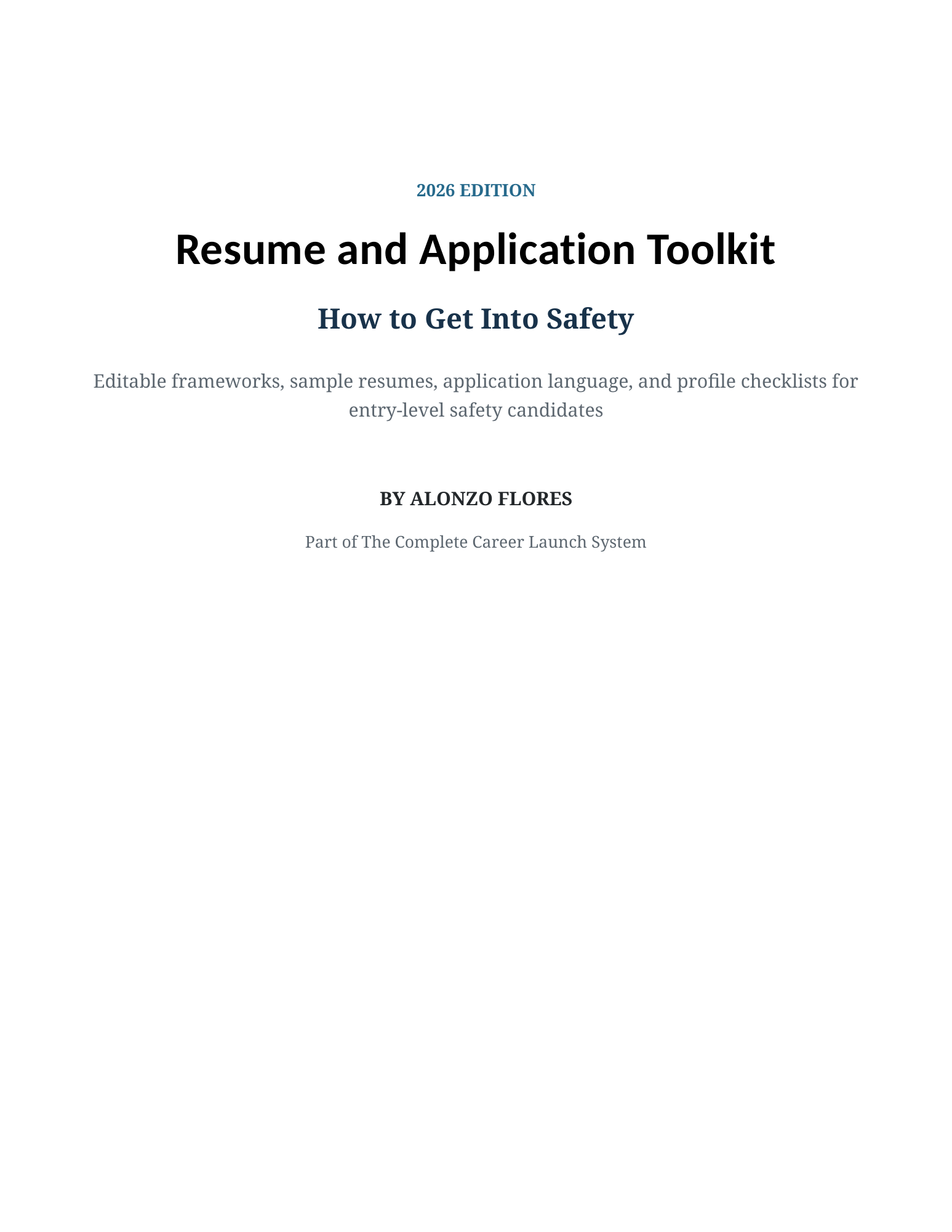 Resume and Application Toolkit