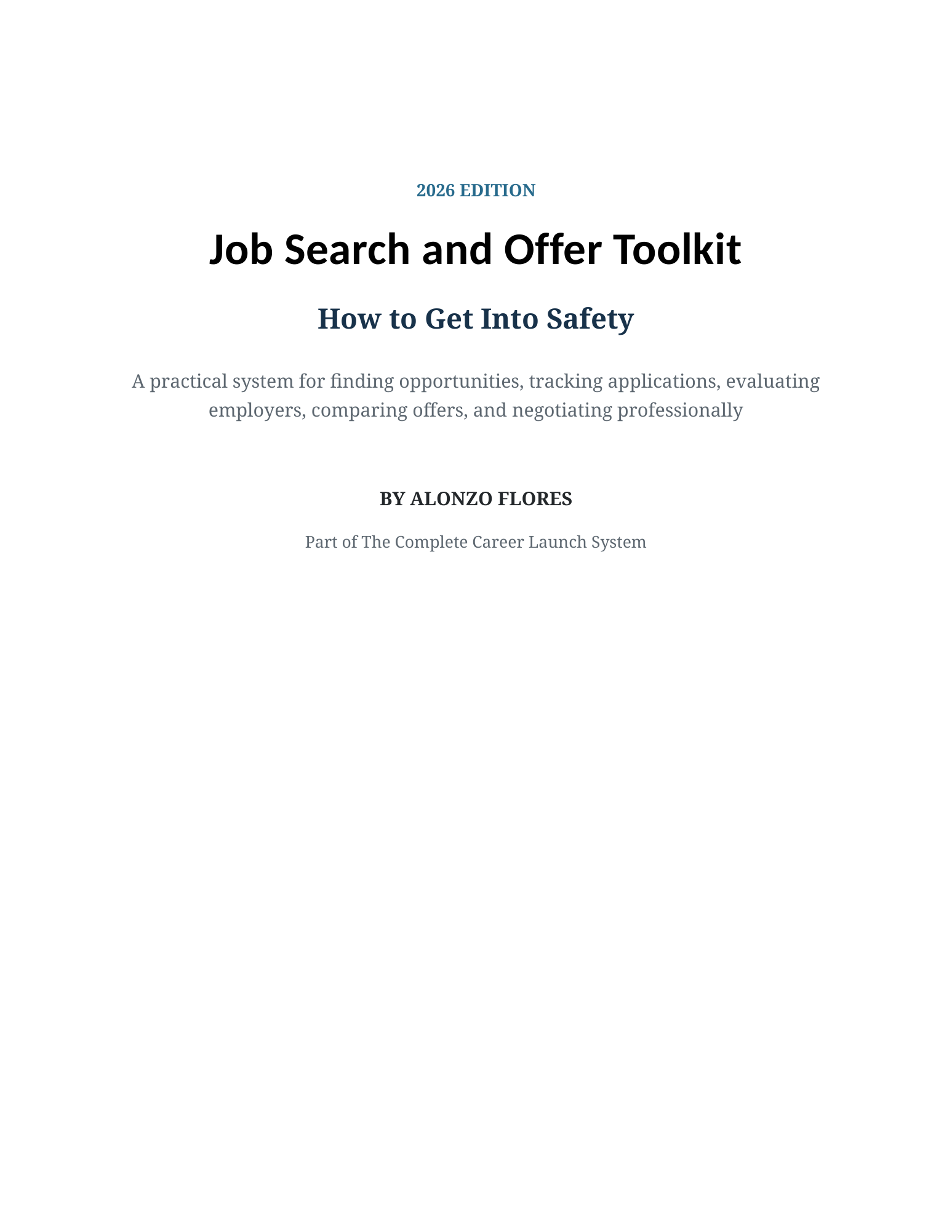 Job Search and Offer Toolkit