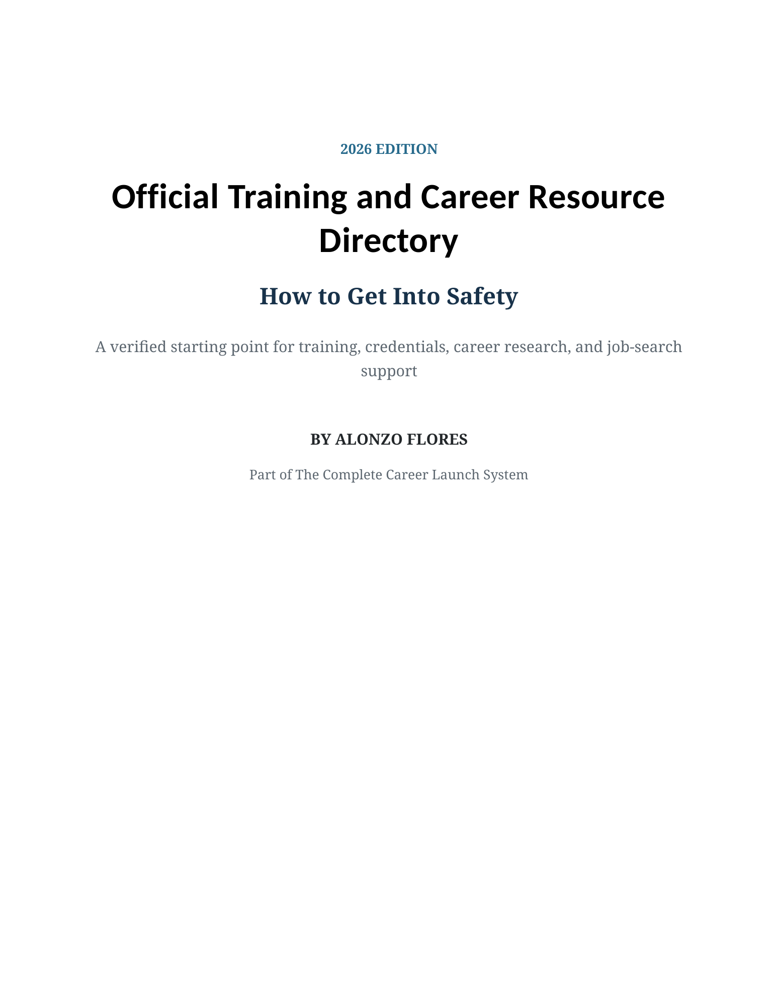 Official Training and Career Resource Directory